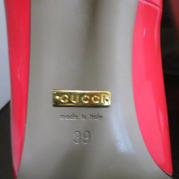 Gucci Stiletto's Tomato Red Leather Pumps / Heels Size 8 US - Picture 4 of 8